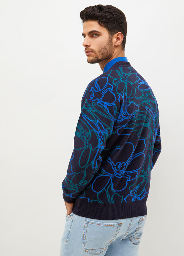 Chandails Liu Jo Jacquard Homme Bleu Foncé | OHX-923854