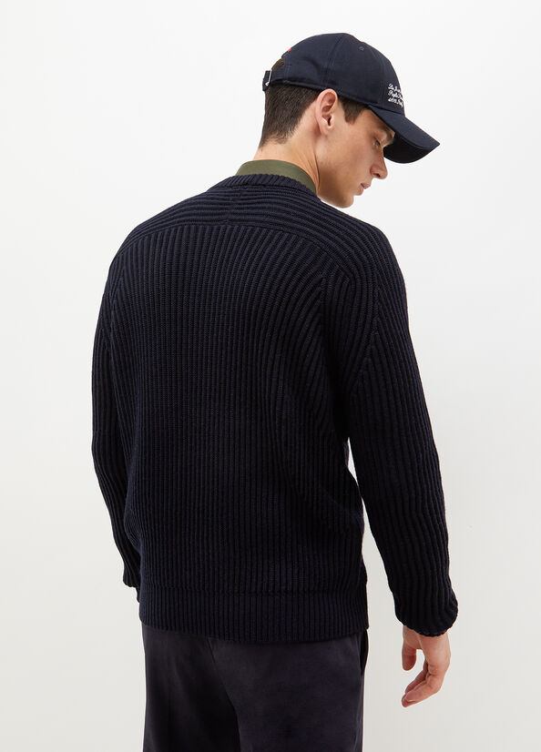 Chandails Liu Jo Laine Pullover Homme Bleu Foncé | DGB-076458