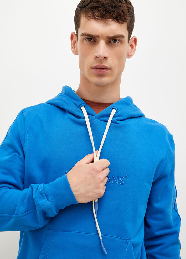 Chandails Liu Jo Logo Hoodie Homme Bleu Royal Bleu | QOB-679043