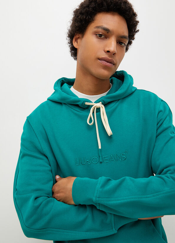 Chandails Liu Jo Logo Hoodie Homme Vert | WHK-479518