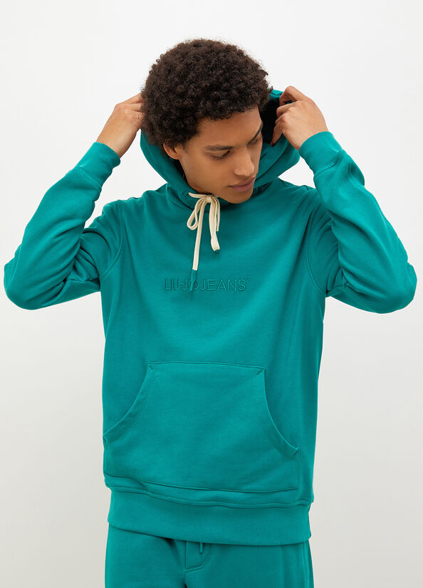 Chandails Liu Jo Logo Hoodie Homme Vert | WHK-479518