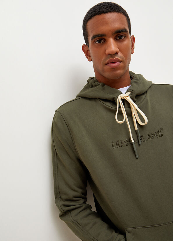 Chandails Liu Jo Logo Hoodie Homme Vert | WHT-417630