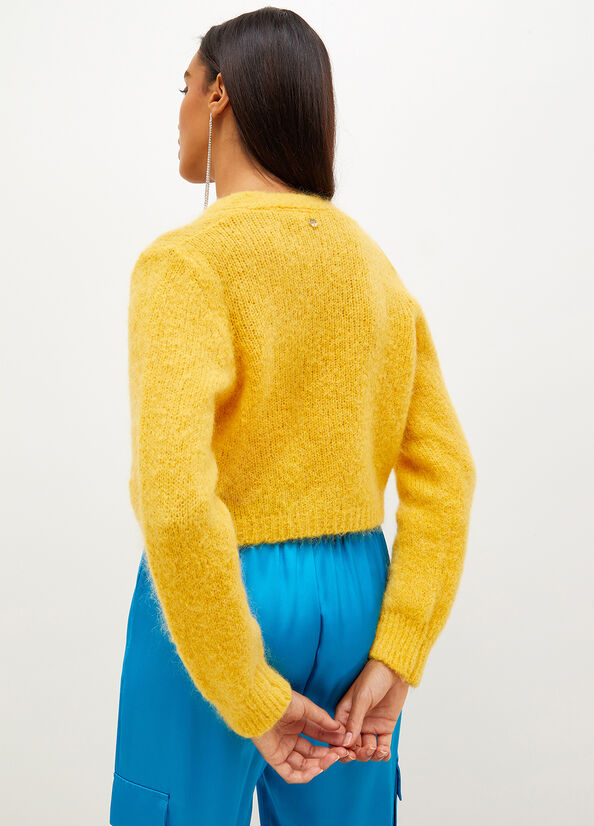 Chandails Liu Jo Mohair Cardigan Femme Jaune | TGQ-894260