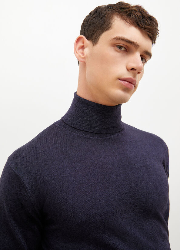 Chandails Liu Jo Pure Turtleneck Homme Bleu Foncé | VZU-247586