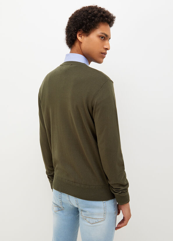 Chandails Liu Jo V-Neck Pullover Homme Vert | KAR-726051