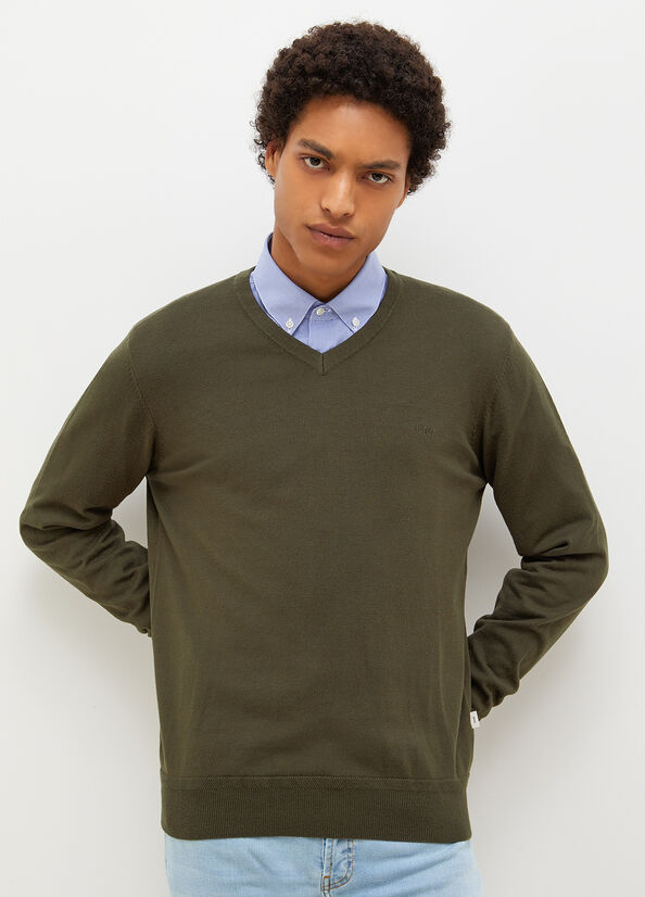 Chandails Liu Jo V-Neck Pullover Homme Vert | KAR-726051