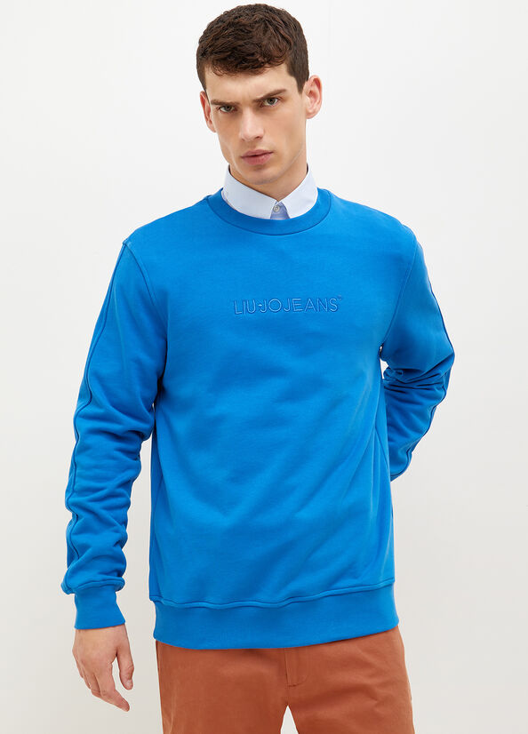 Chandails Liu Jo With Logo Homme Bleu Royal Bleu | HRL-769158