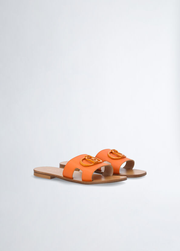 Chaussures Plates Liu Jo With Logo Femme Orange | JAQ-245038