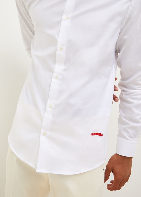 Chemises Liu Jo Button Down With Embroidery Detail Homme Blanche | BRP-897561