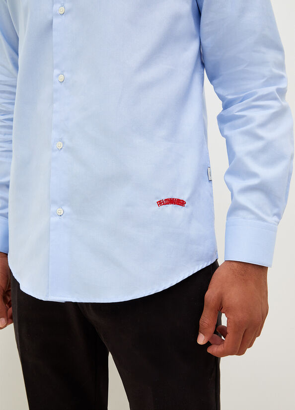 Chemises Liu Jo Button Down With Embroidery Detail Homme Bleu | TBH-794368