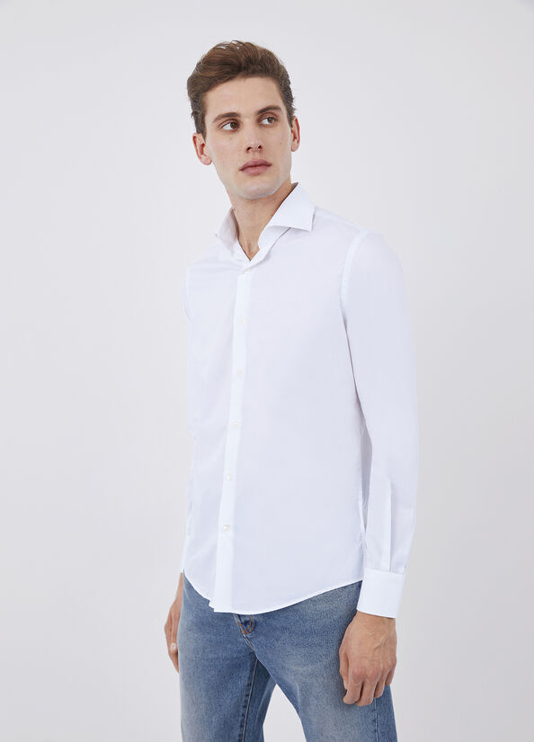 Chemises Liu Jo Coton Regular Fit Homme Blanche | ZBU-105632