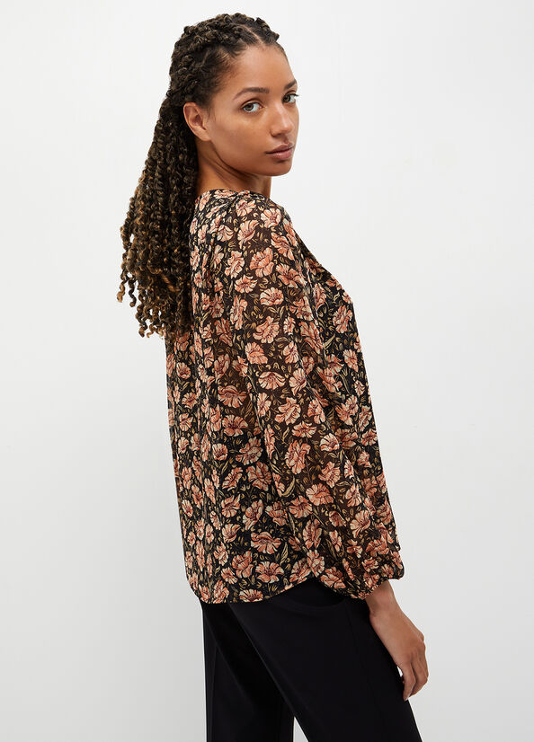 Chemises Liu Jo Eco-Friendly Floral Blouse Femme Noir | AUJ-075641