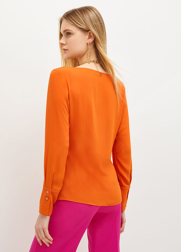 Chemises Liu Jo Eco-Friendly Georgette Blouse Femme Orange | EKN-182063