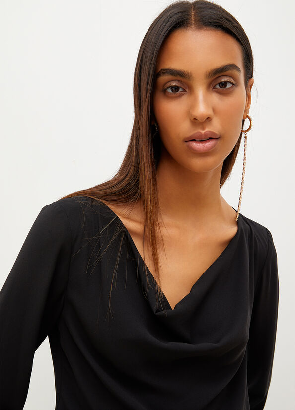 Chemises Liu Jo Eco-Friendly Georgette Blouse Femme Noir | MIU-167059