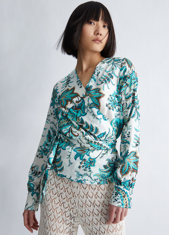 Chemises Liu Jo Eco-Friendly Paisley Blouse Femme Turquoise Clair | CIB-314280