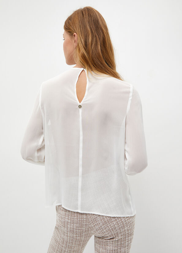 Chemises Liu Jo Georgette Blouse Femme Blanche | GHU-382750