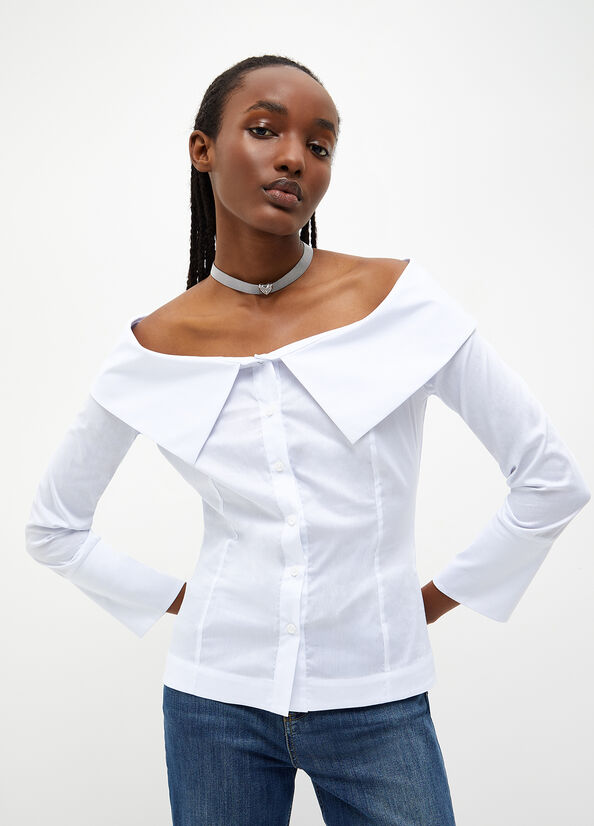 Chemises Liu Jo Poplin Blouse Femme Blanche | GUD-560813