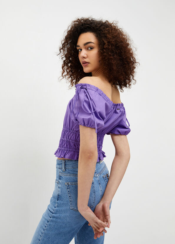 Chemises Liu Jo Poplin Blouse Femme Violette | OLJ-825734