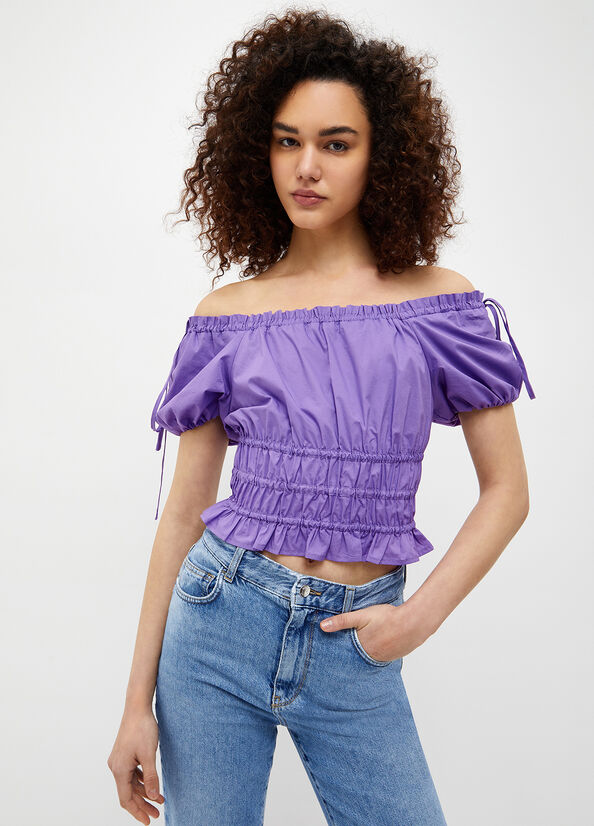 Chemises Liu Jo Poplin Blouse Femme Violette | OLJ-825734