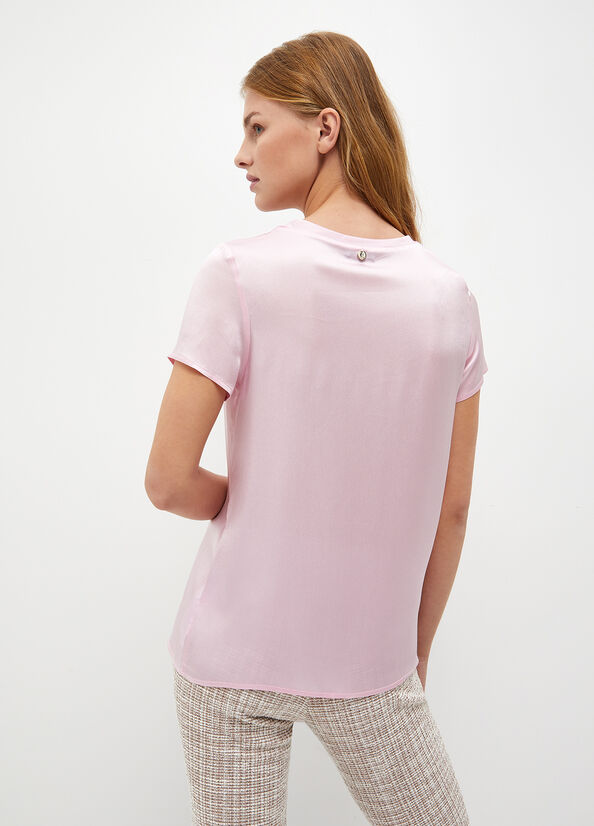 Chemises Liu Jo Silk Blend Blouse Femme Rose | LVY-750482