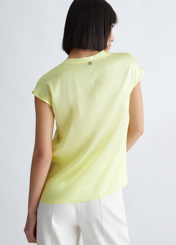 Chemises Liu Jo Silk Blend Blouse Femme Jaune | WNC-289635