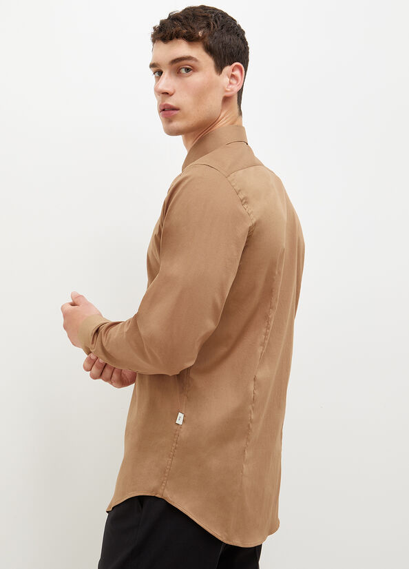 Chemises Liu Jo Slim-Fit Homme Marron | SKP-450286