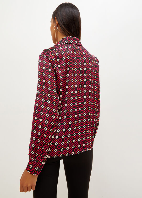 Chemises Liu Jo With Geometric Print Femme Rouge | OTH-189754