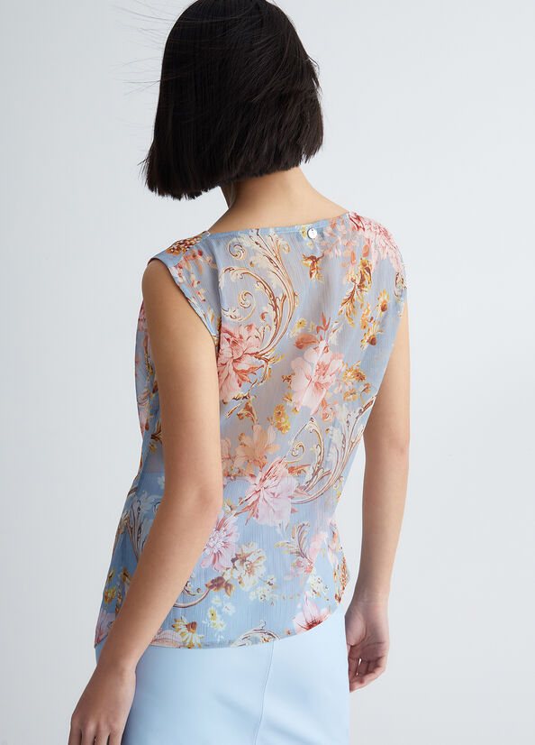 Hauts Liu Jo Eco-Friendly Floral Femme Bleu | BZM-021795