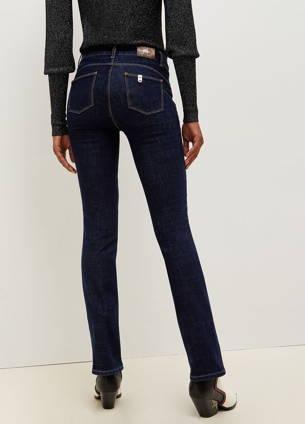 Jean Droit Liu Jo Bottom Up In Stretch Denim Femme Bleu | DEQ-674230