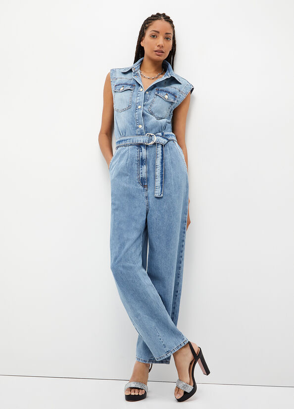 Jean Droit Liu Jo Denim Jumpsuit Femme Bleu | GOZ-523408