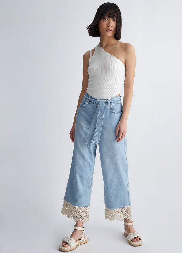 Jean Droit Liu Jo Eco-Friendly Cropped Femme Bleu | ZFS-109783