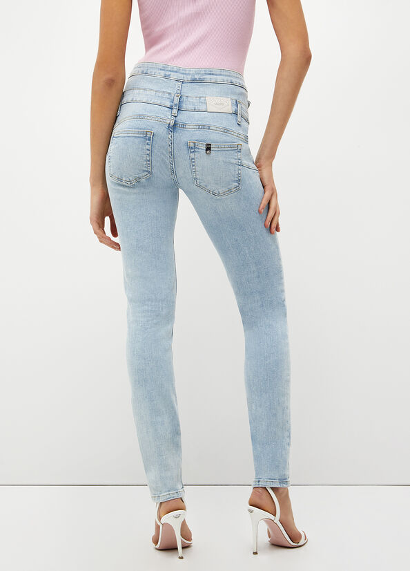 Jean Skinny Liu Jo Bottom Up Femme Bleu Clair | XEO-490871