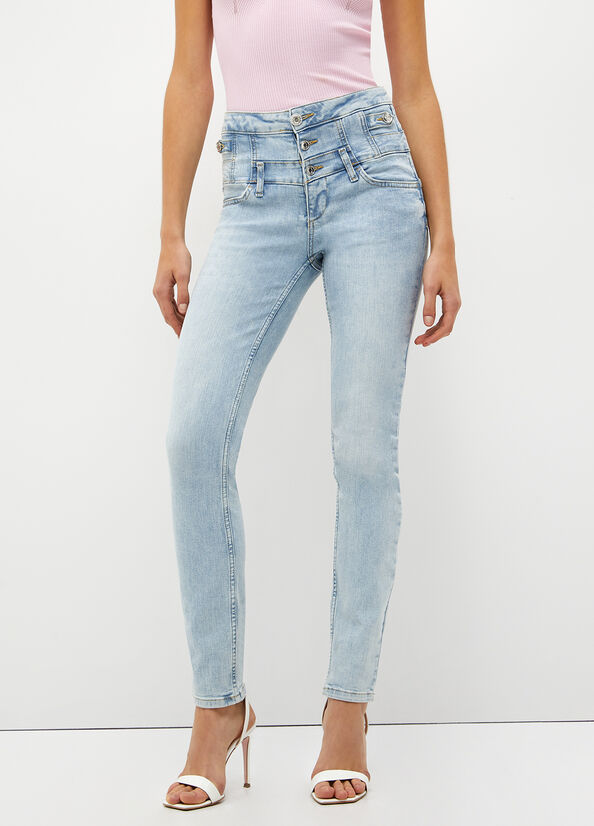 Jean Skinny Liu Jo Bottom Up Femme Bleu Clair | XEO-490871