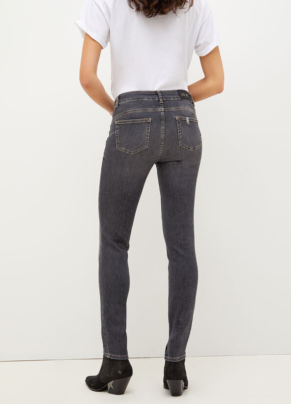 Jean Skinny Liu Jo Bottom Up With Gemstones Femme Grise Foncé | HBN-370129