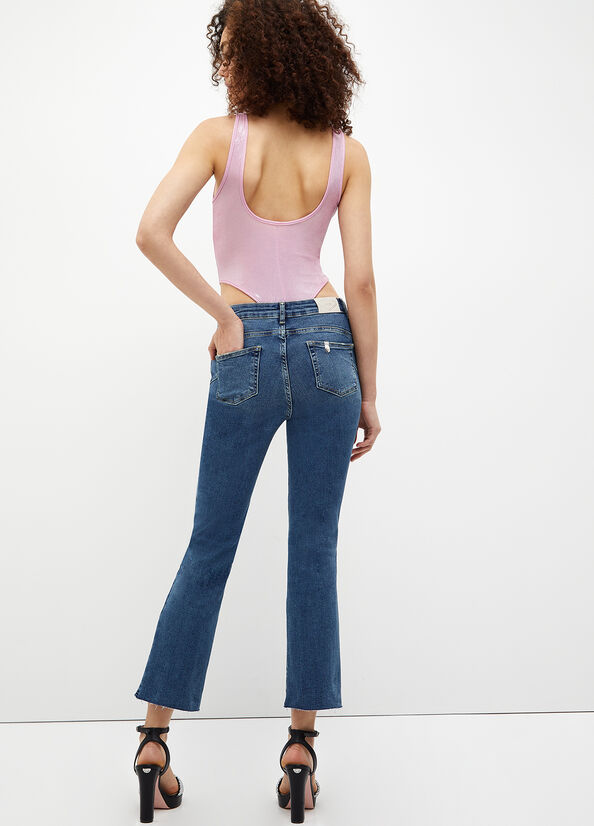 Jean Skinny Liu Jo Cropped Bottom Up Femme Bleu Foncé | LIU-586237