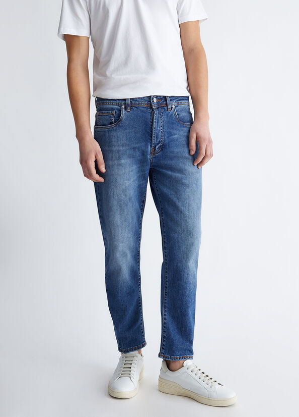 Jean Skinny Liu Jo Regular Cropped Homme Bleu | XOM-384052