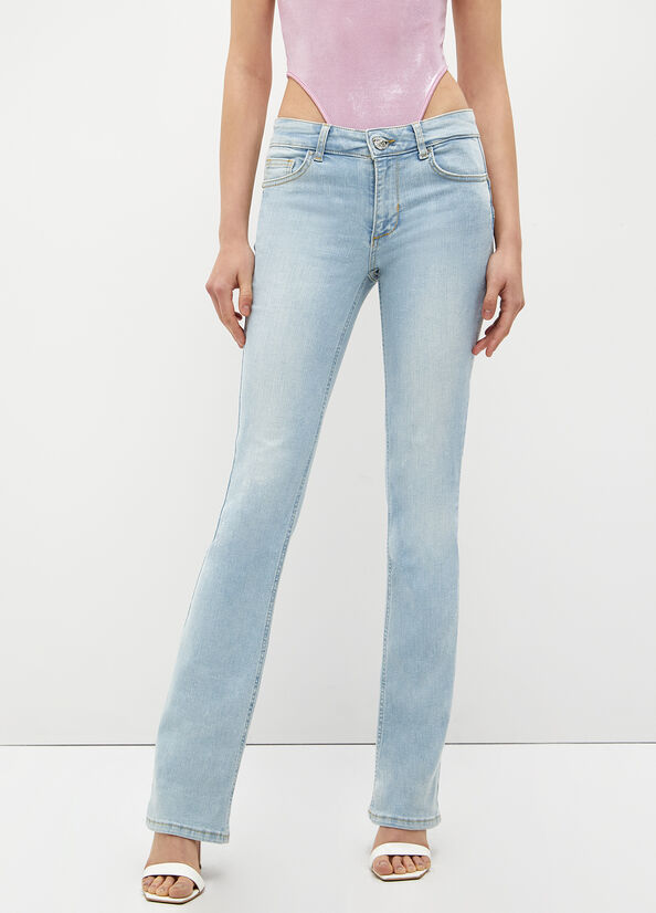 Jean Skinny Liu Jo Stretch Denim Cut Femme Bleu Clair | NGW-138750