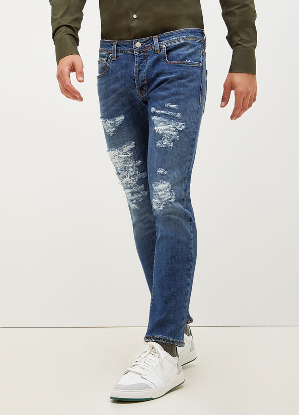 Jean Slim Liu Jo Slim With Rips Homme Bleu | JYB-265071