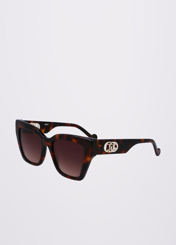 Lunettes de Soleil Liu Jo Rectangular Femme Marron | GFC-321748