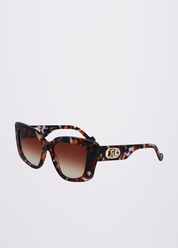 Lunettes de Soleil Liu Jo Rectangular Femme Orange | UFK-140568