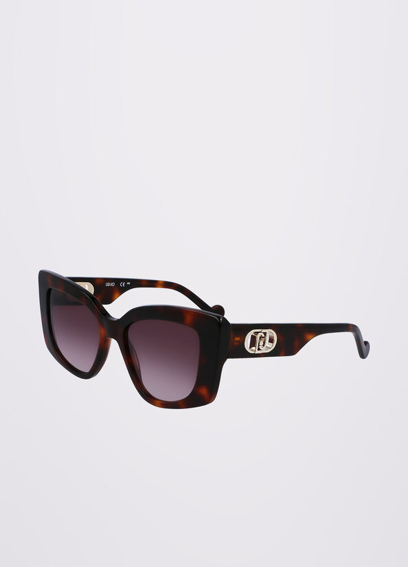 Lunettes de Soleil Liu Jo Rectangular Femme Noir | YXS-794853