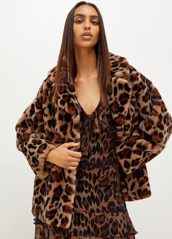 Manteaux Liu Jo Animal Print In Synthétique Fur Femme Marron | JVT-314572