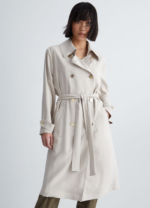 Manteaux Liu Jo Double-Breasted Trench Femme Beige | UJA-519268