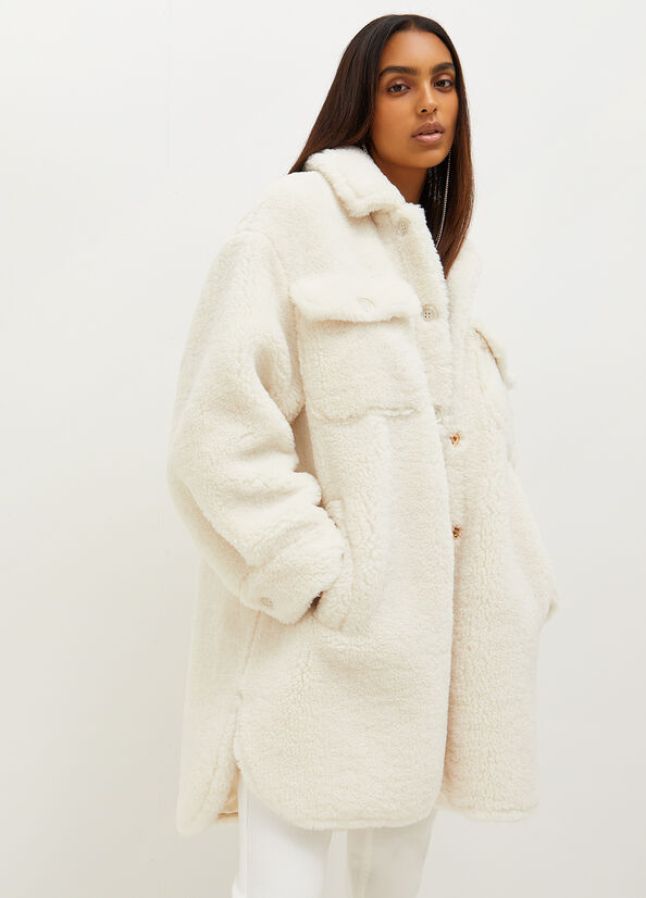 Manteaux Liu Jo Eco-Friendly Faux Fur Femme Blanche | QRE-105869