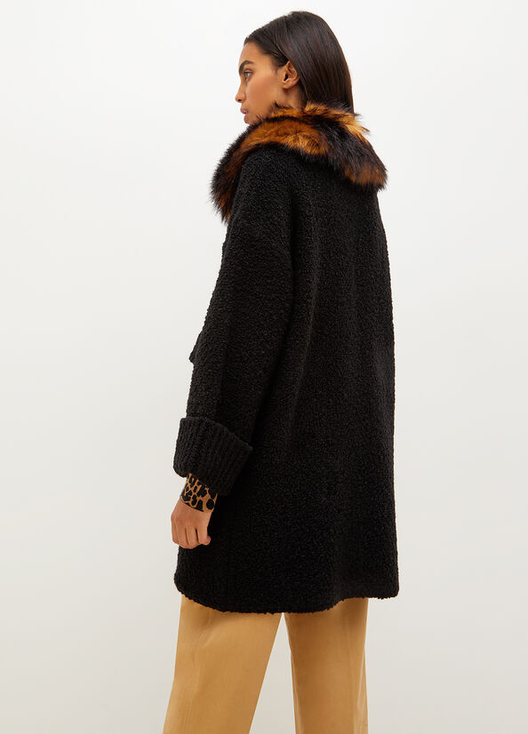 Manteaux Liu Jo Laine And Alpaca Knit Femme Noir | SQB-209146