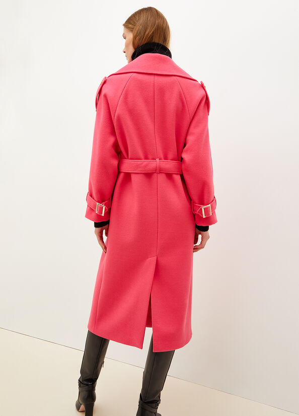 Manteaux Liu Jo Laine Blend Trench Femme Fushia | RKJ-049725