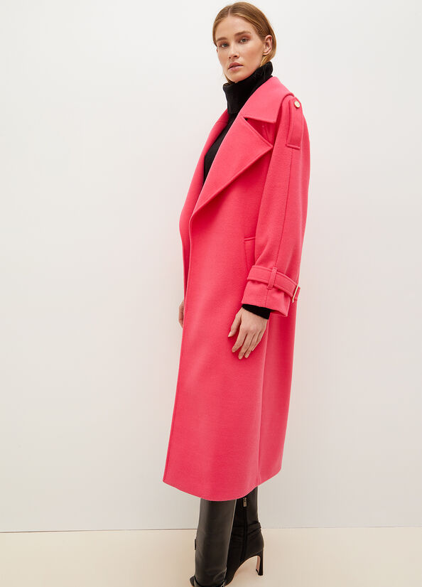 Manteaux Liu Jo Laine Blend Trench Femme Fushia | RKJ-049725