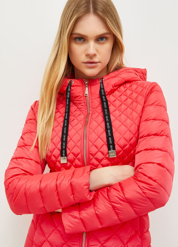 Manteaux Liu Jo Matelassé Down With Hood Femme Fushia | HTZ-652374