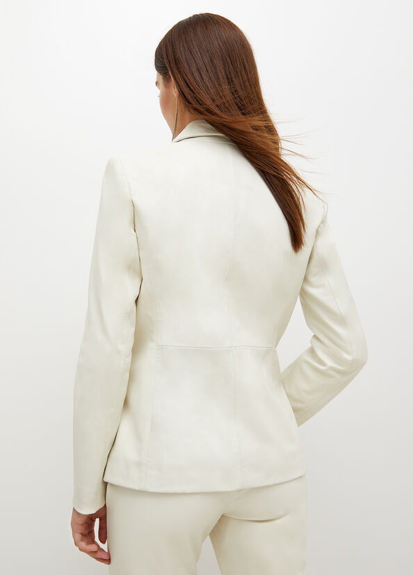 Manteaux Liu Jo Nappa Cuir Blazer Femme Blanche | HLE-908435