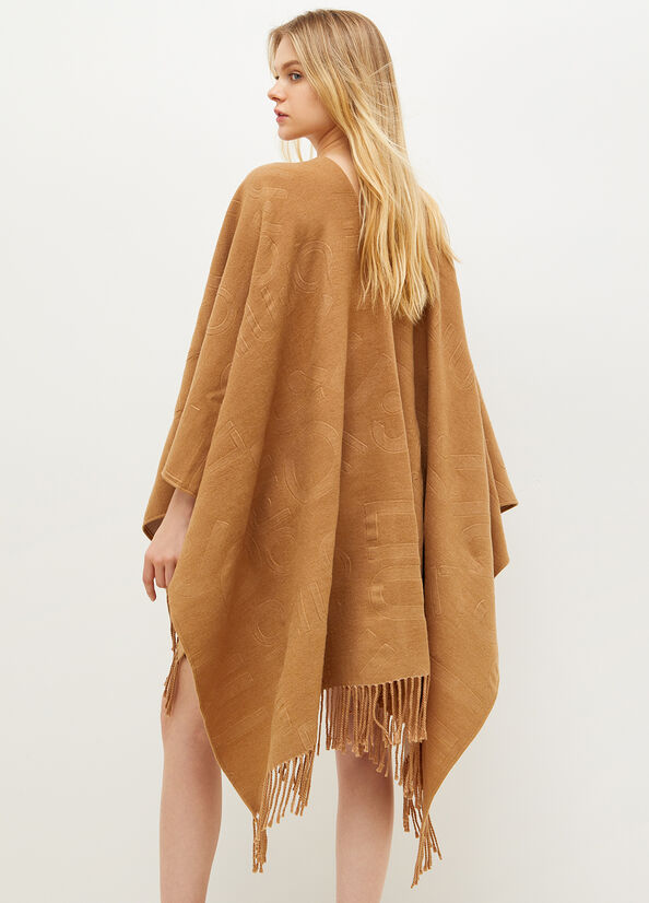 Manteaux Liu Jo Poncho With Logo Femme Marron | OPV-307214